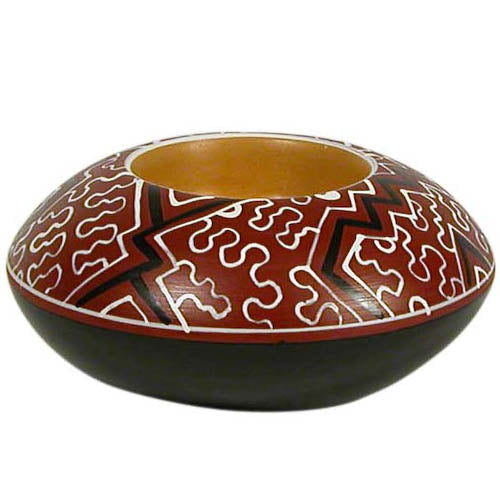 Shipibo Ceramic Tea Light Holder from Peru