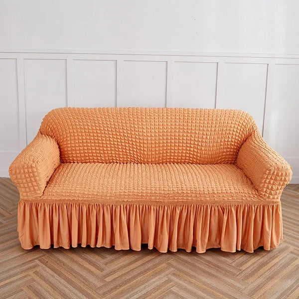 Sofa Cover All-Inclusive Universal Lazy Non-Slip Seersucker Milky White Integrated Elastic Sofa