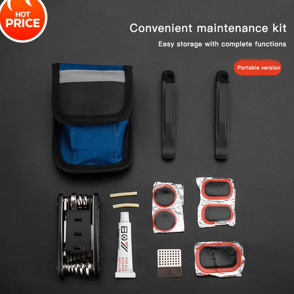 Portable Mountain Bike Repair Kit Outdoor Cycling Essential Tools Complete Bicycle Repair Set for On-The-Go Maintenance