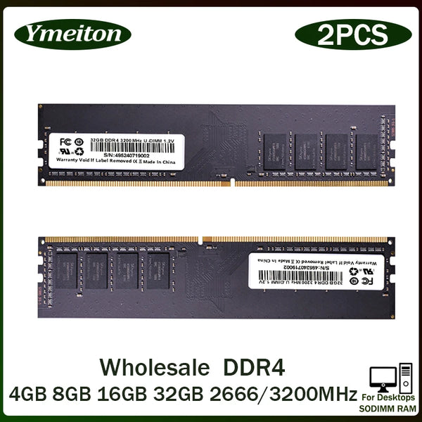 Ymeiton PC DDR4 2PCS Desktop memory cards memoriam 2666MHz 3200MHZ 4GB 8GB 16GB 32GB U-DIMM RAM 288pin Desktop memory wholesale
