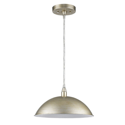 Silver Metal Hanging Light with Dome Shade-0