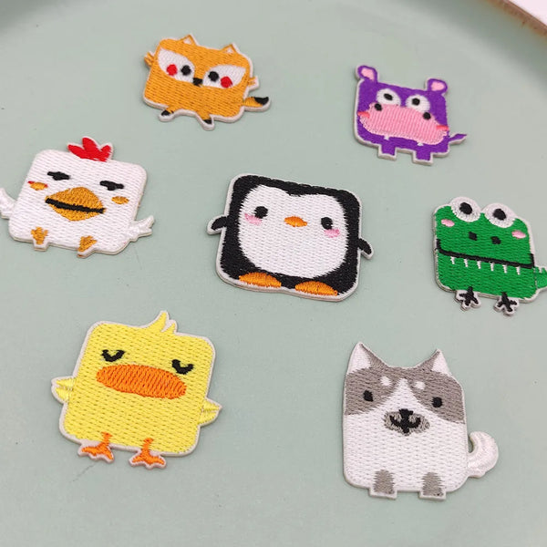 Cute Iron On Patches For Clothing Kids Cartoon Small Animal Self-adhesive Embroidery Patch DIY Appliques Sewing Accessories