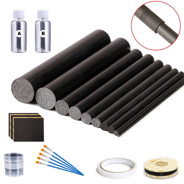 Fishing Rod Repair Kit Carbon Fibre Fishing Pole Insert Poles Complete Set Part Fish Rod Replacement Accessories