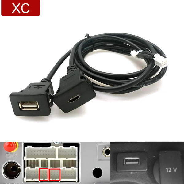 Car Stereo Radio Dash Board Mount Panel Extension  4 6 Pin USB Type-C Jack Port Cable Adapter for Android Multimedia Navigation