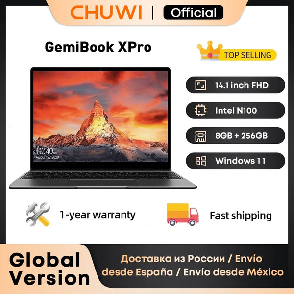 CHUWI GemiBook XPro 14inch UHD Screen Laptop 8GB RAM 256GB SSD Intel N150 / N100 Windows 11 Computer with Cooling Fan Notebook