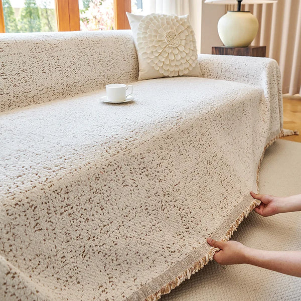 Solid Color Simple Sofa Cover Plush All Cover Spring Sofa Cover Cloths Soft Comfortable Anti Slip Sofa Towel Double Available
