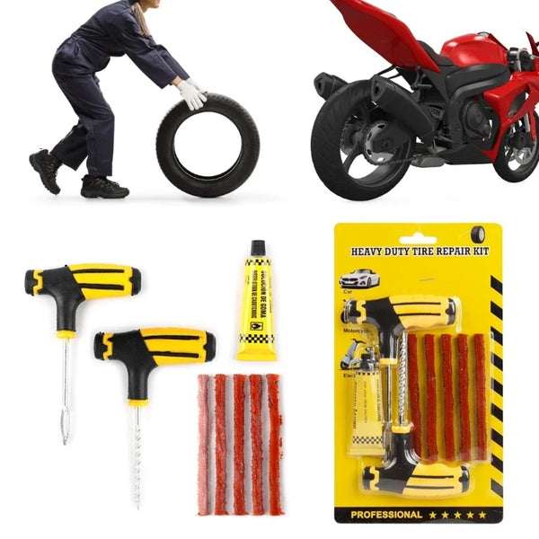 Car Tire Repair Tool Kit Emergency Repairing Tool with Repairs Rubber Strips Tire Quick Repairing Set Tire Puncture Tool