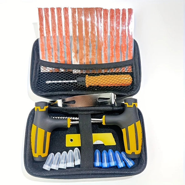 General Tire Repair Kit 30pcs- Automotive Tire Emergency repair kit with rubber strip, repair plug - complete kit for quick r